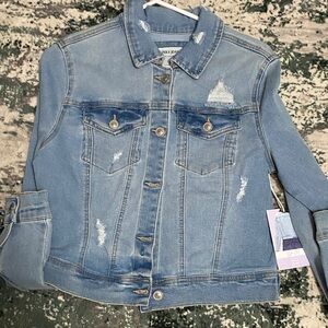 Denim Jacket with Distressed Details